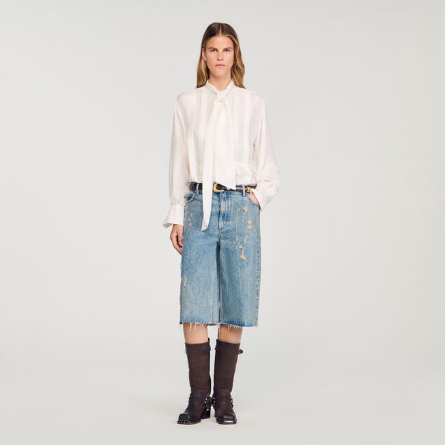 Chemise en soie à lavallière