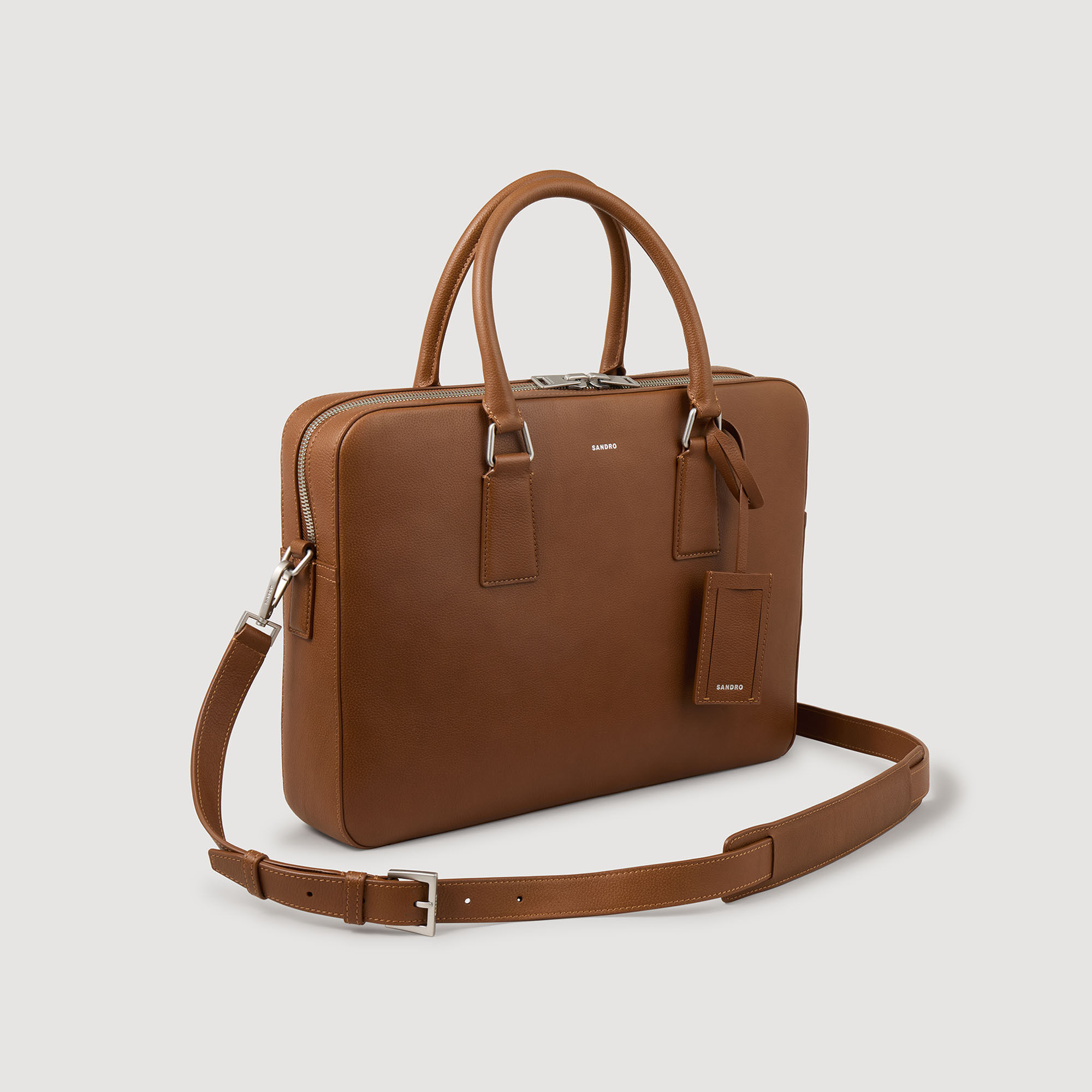 Grand briefcase en cuir grainé