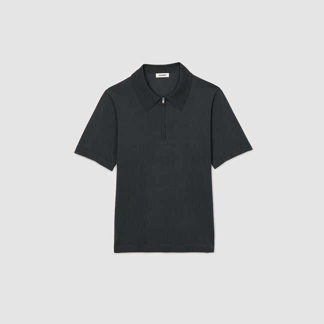 Polo en maille à col zippé