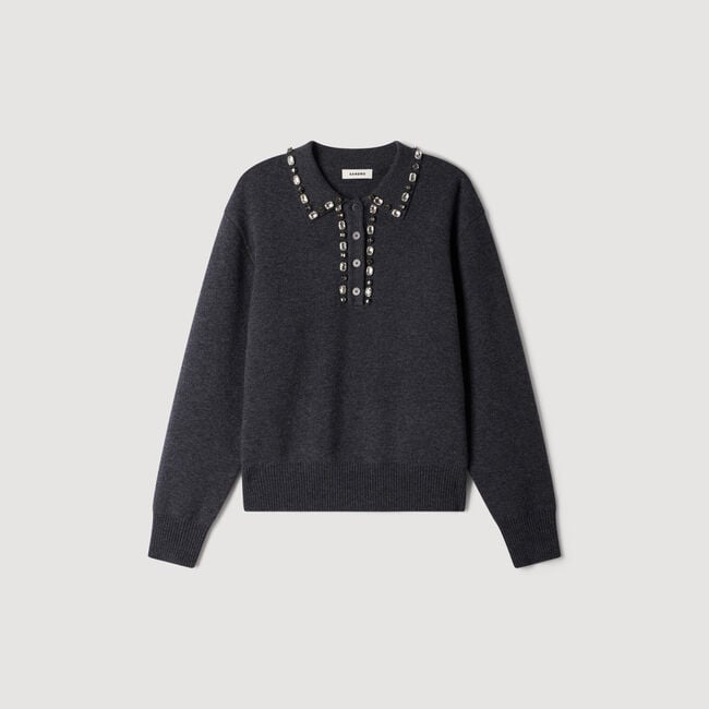 Pull col polo bijoux - Femme | Sandro Paris