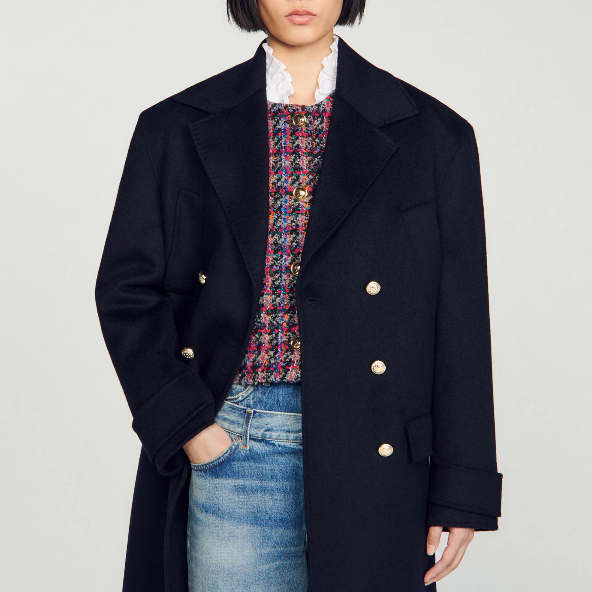 Manteau long oversize double face
