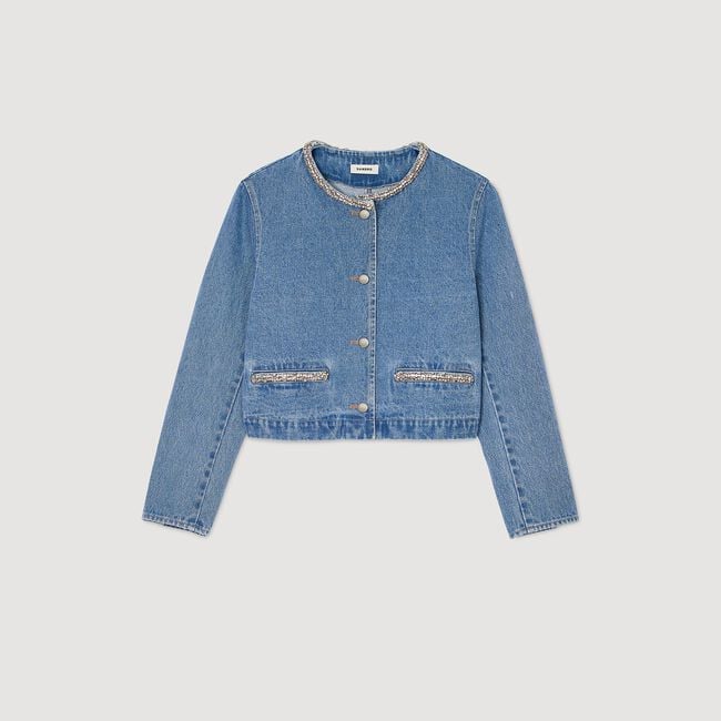 Blouson en denim strassé