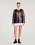 Blouson long en cuir vieilli