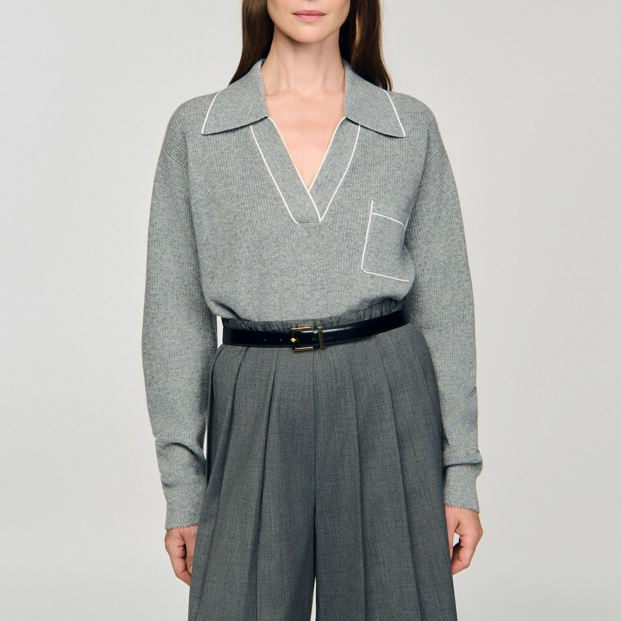 Pull polo laine et cachemire - Femme | Sandro Paris