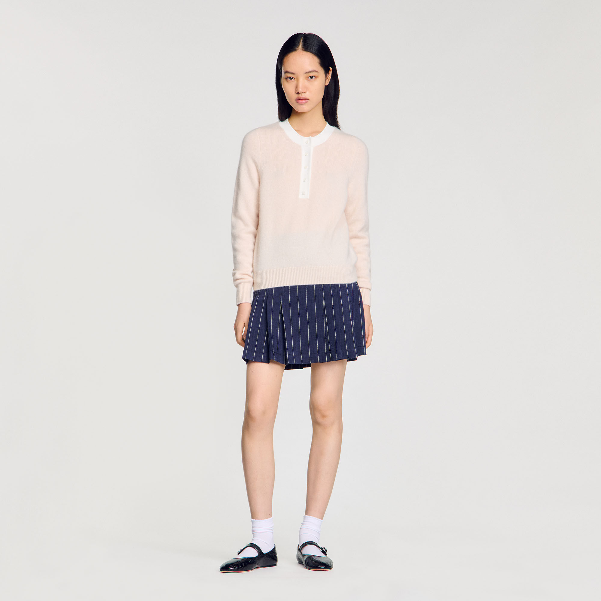 Pull bicolore en laine et cachemire 