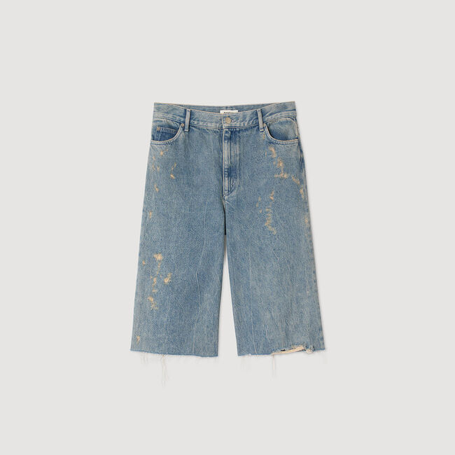 Bermuda en jean effet usé