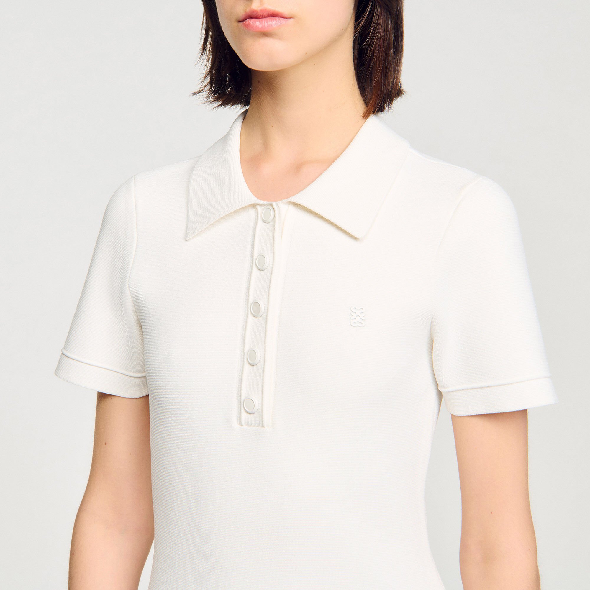 Robe courte en maille col polo