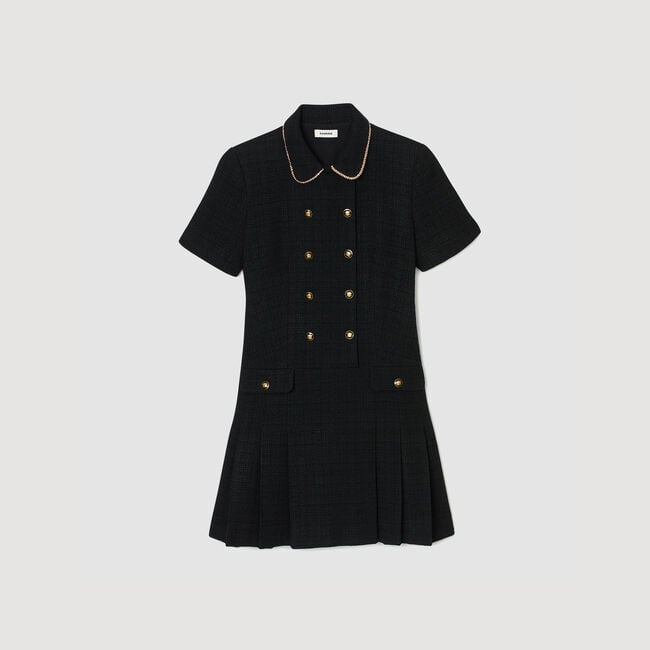 Robe courte en tweed à boutons