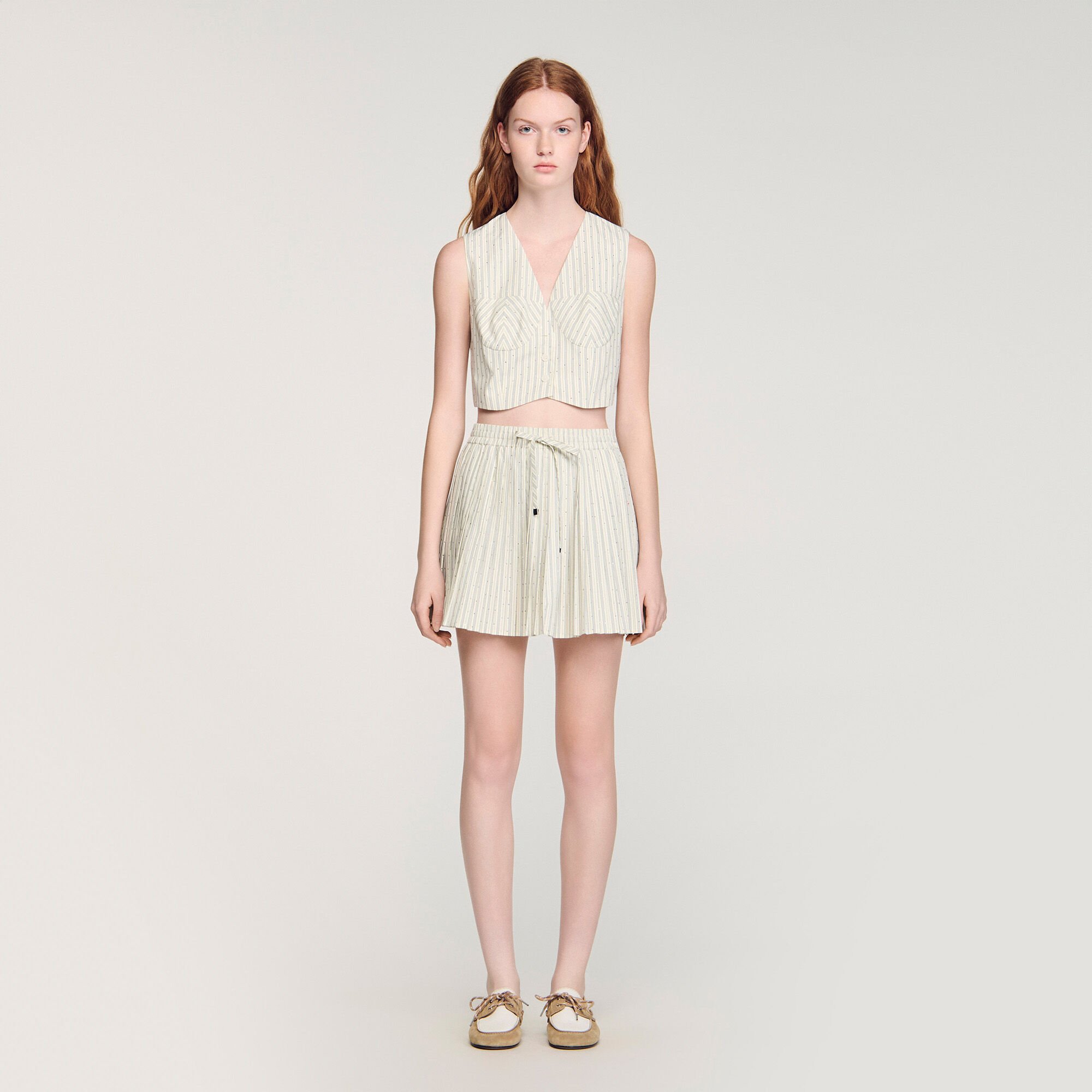 Top court strassé à rayures