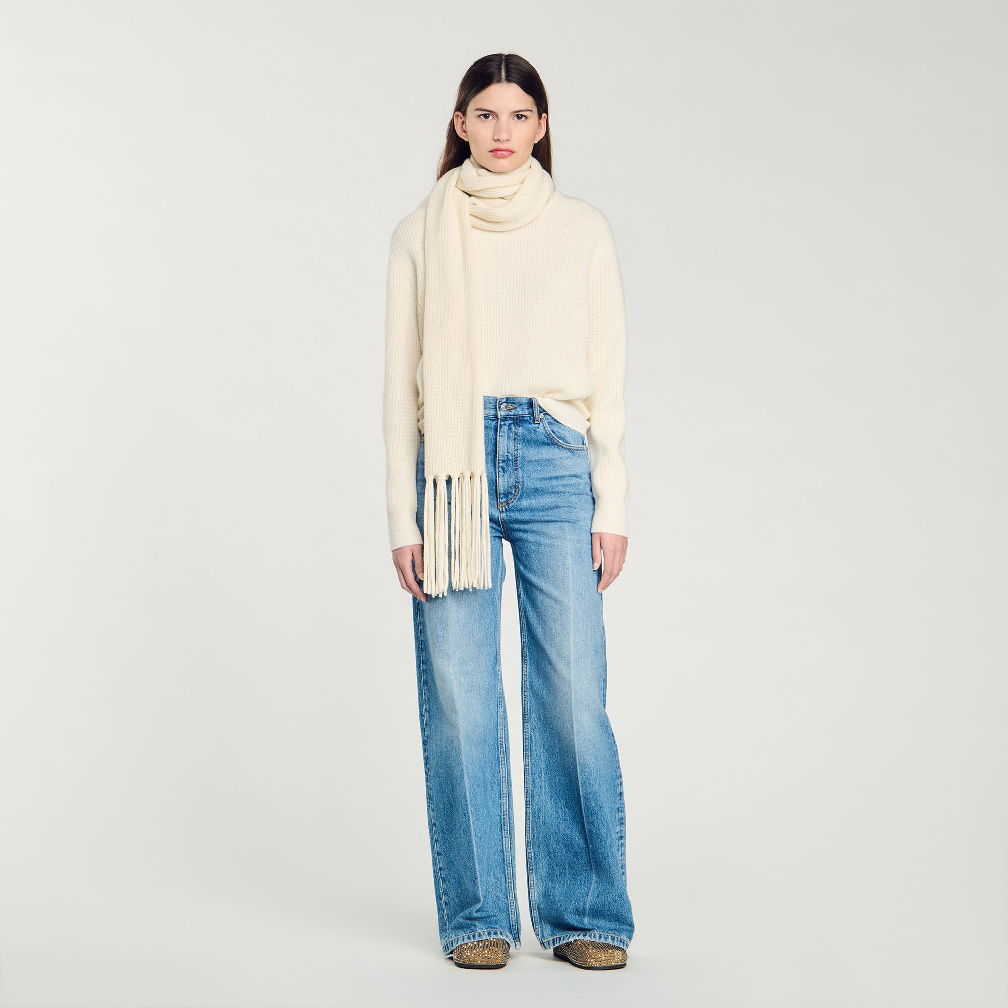 Pull en maille col écharpe