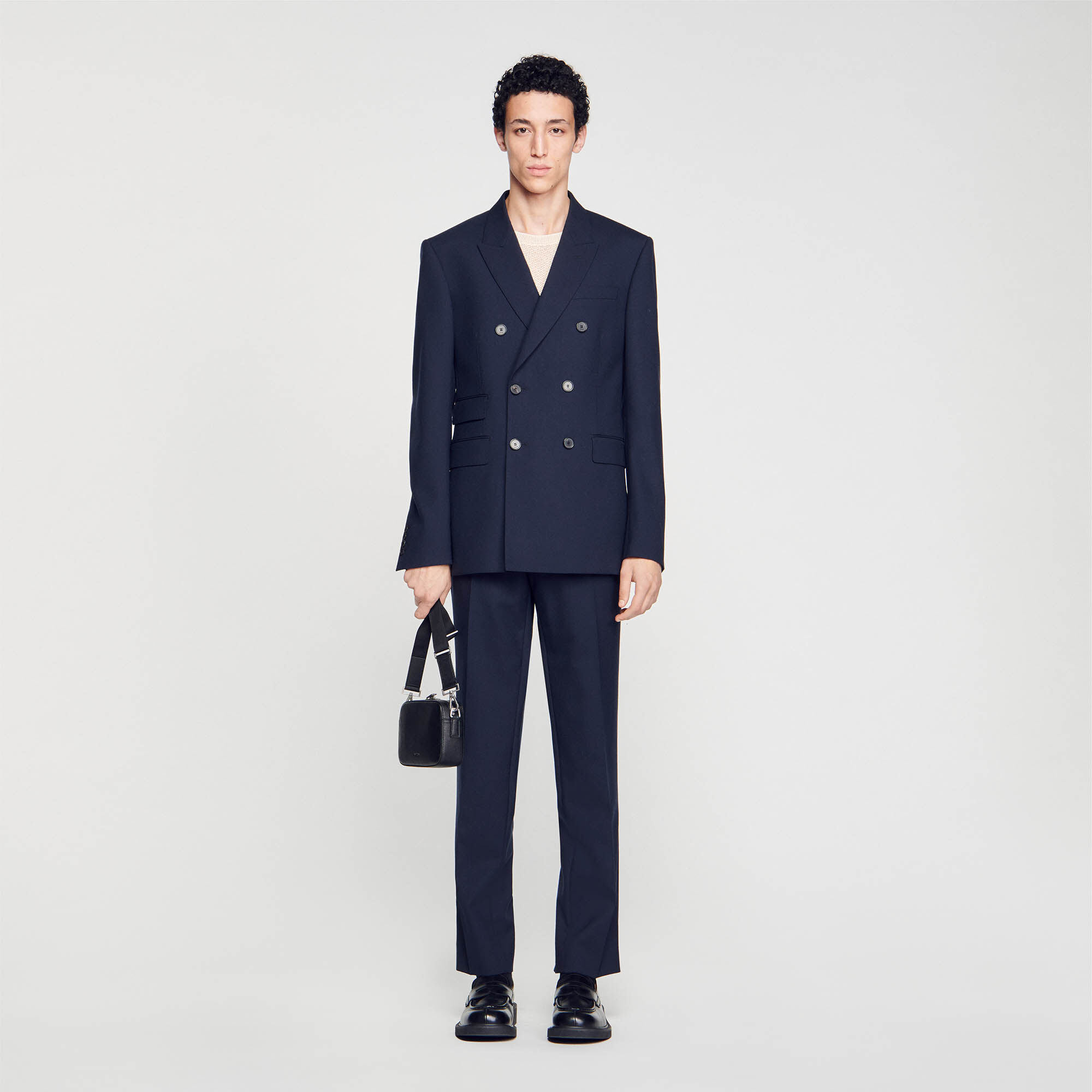 Veste de costume croisee bleu pour homme Sandro Paris