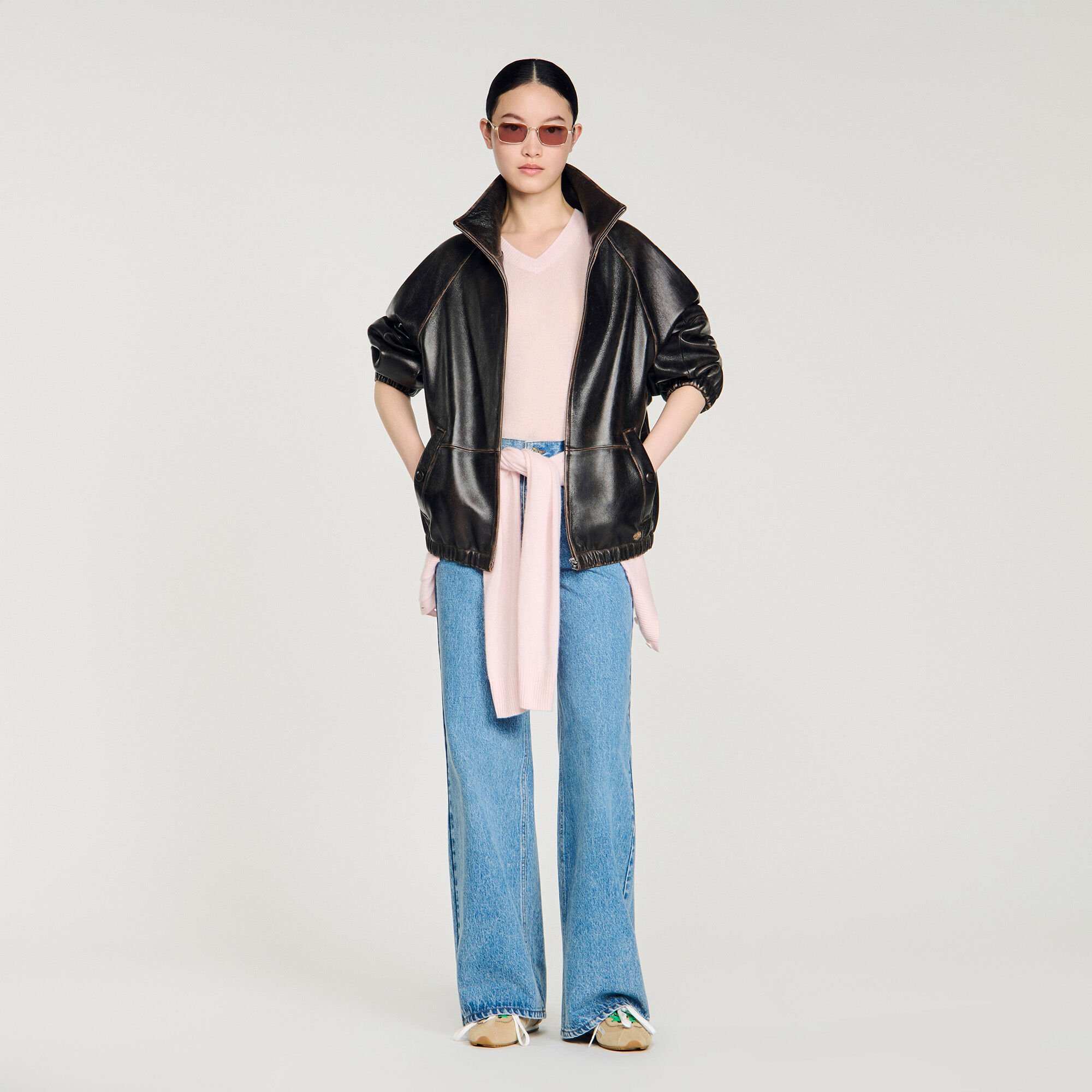 Blouson en cuir vieilli