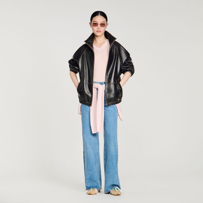 Blouson en cuir vieilli