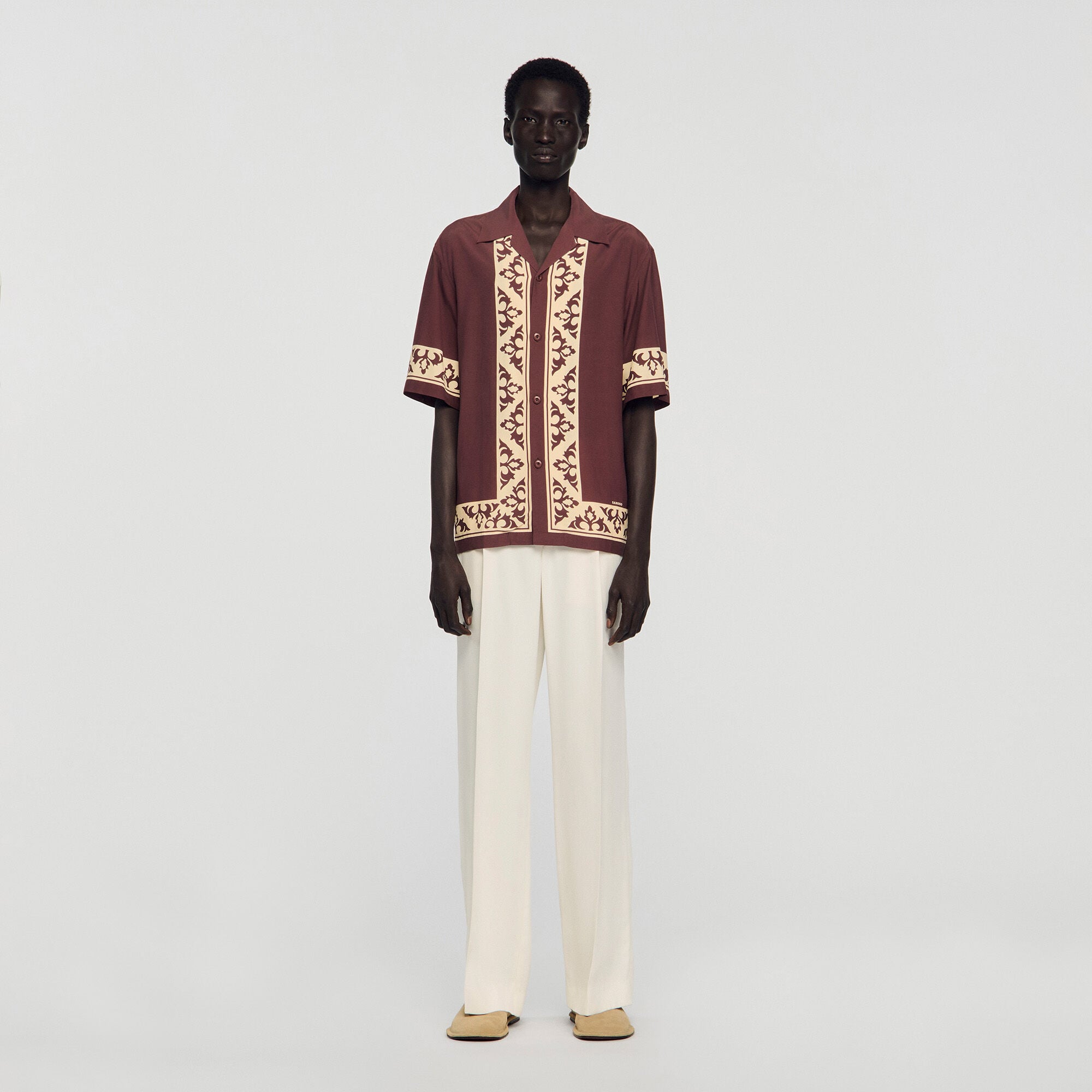 Chemise fluide &agrave; imprim&eacute; contrast&eacute;