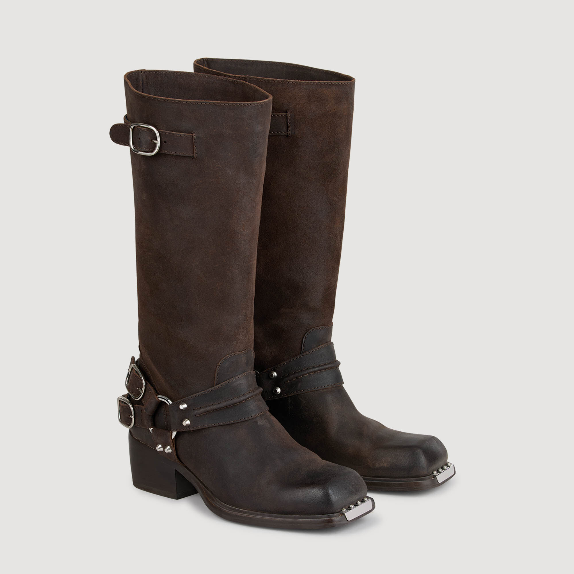 Bottes en cuir à boucles