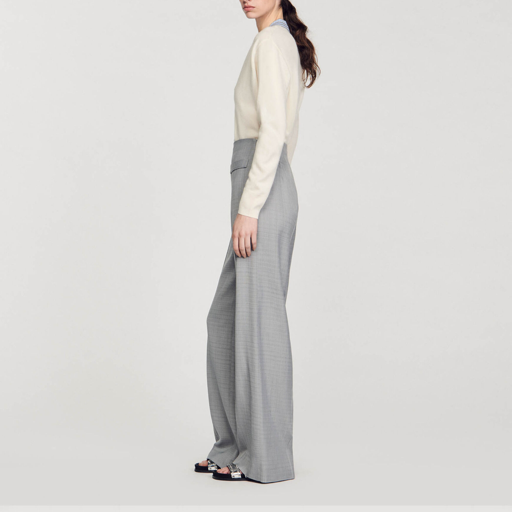 Pantalon de costume évasé taille haute