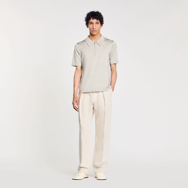 Polo en maille à col zippé
