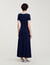 Robe longue en maille à détails denim