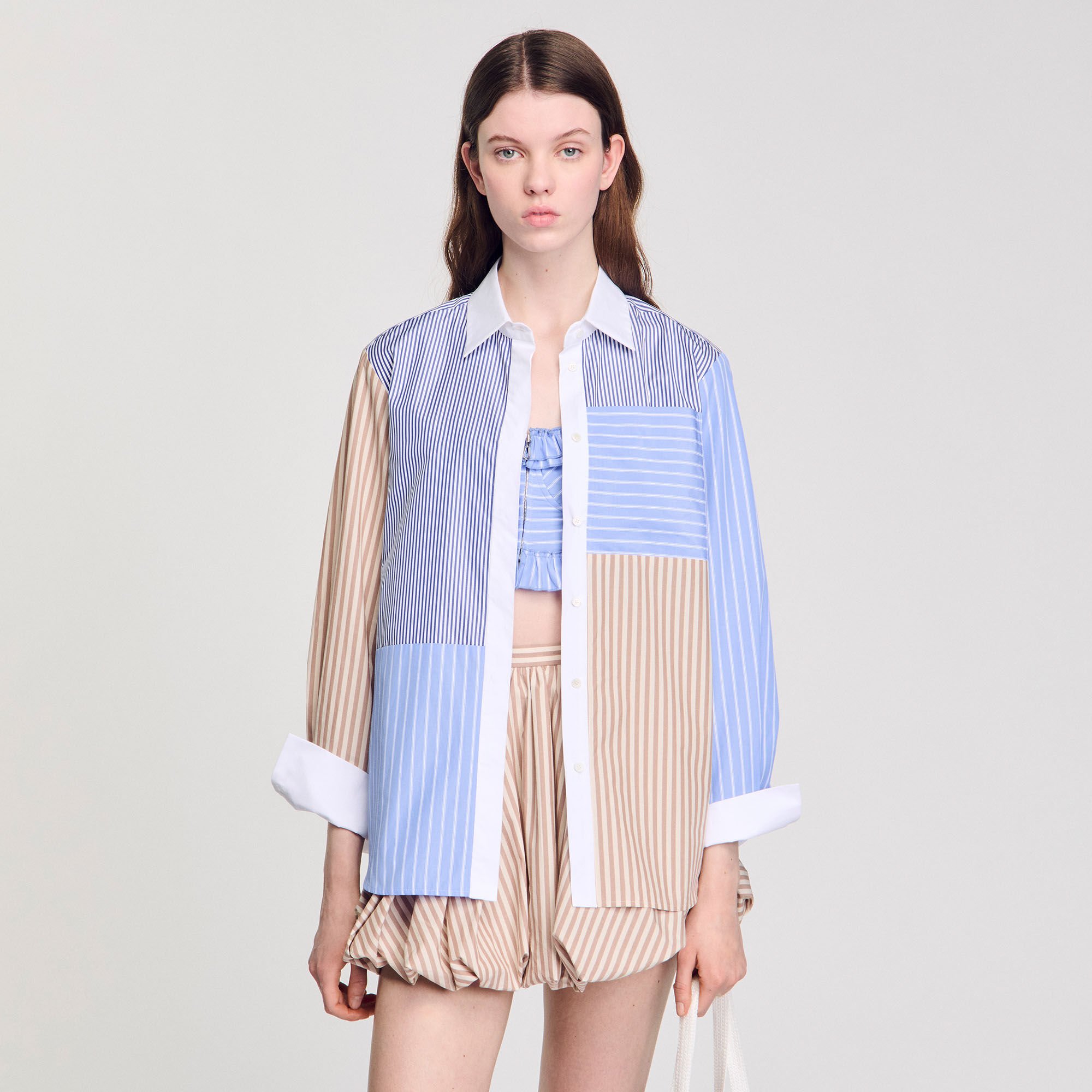 Chemise à mix de rayures