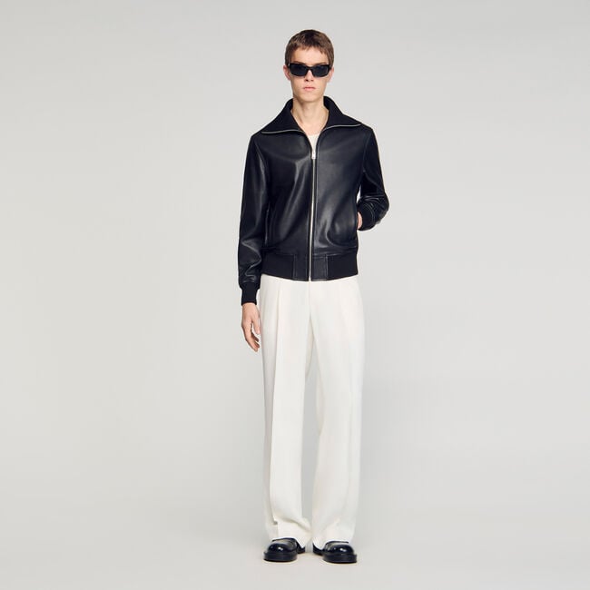 Blouson en cuir zipp&eacute;
