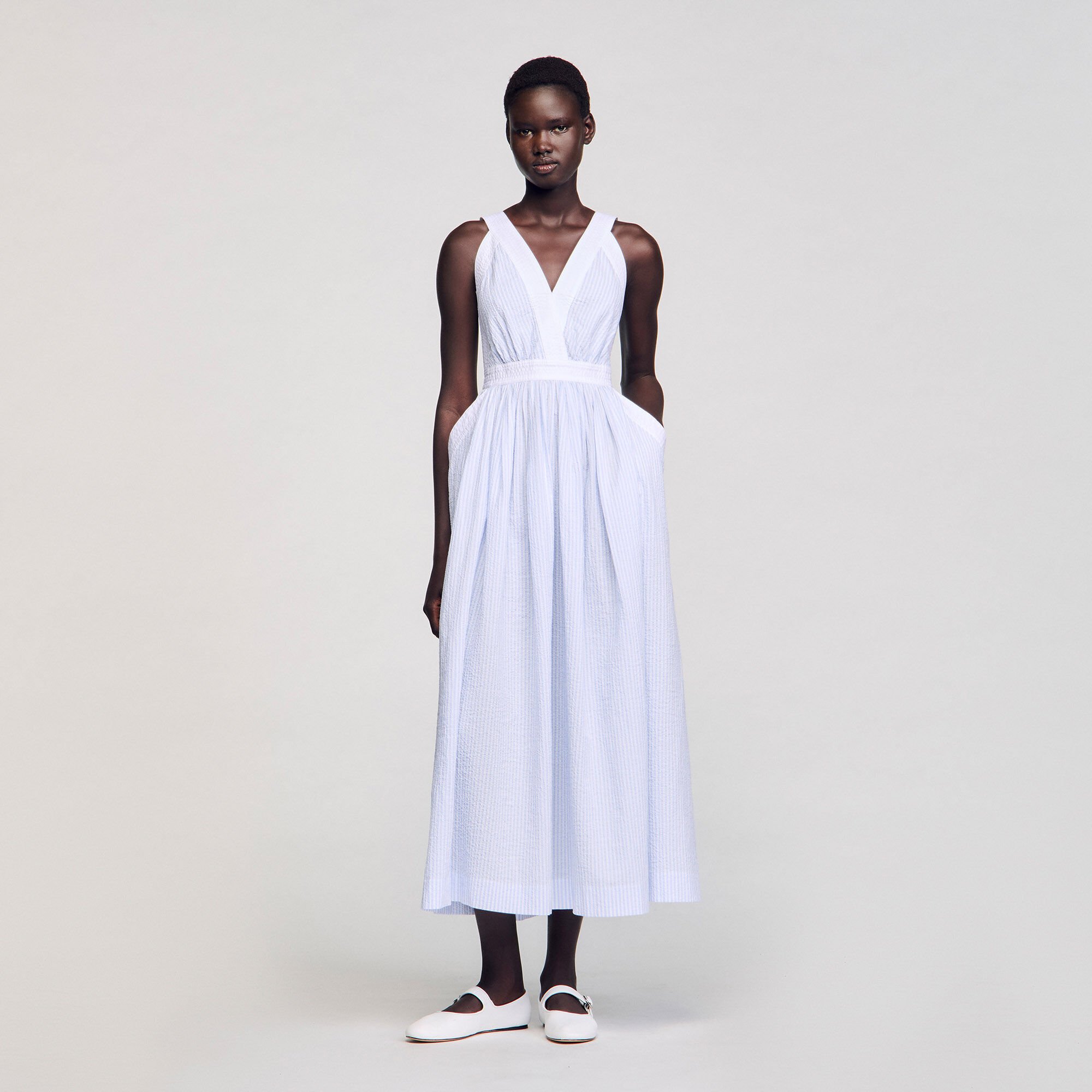 Robe longue à rayures