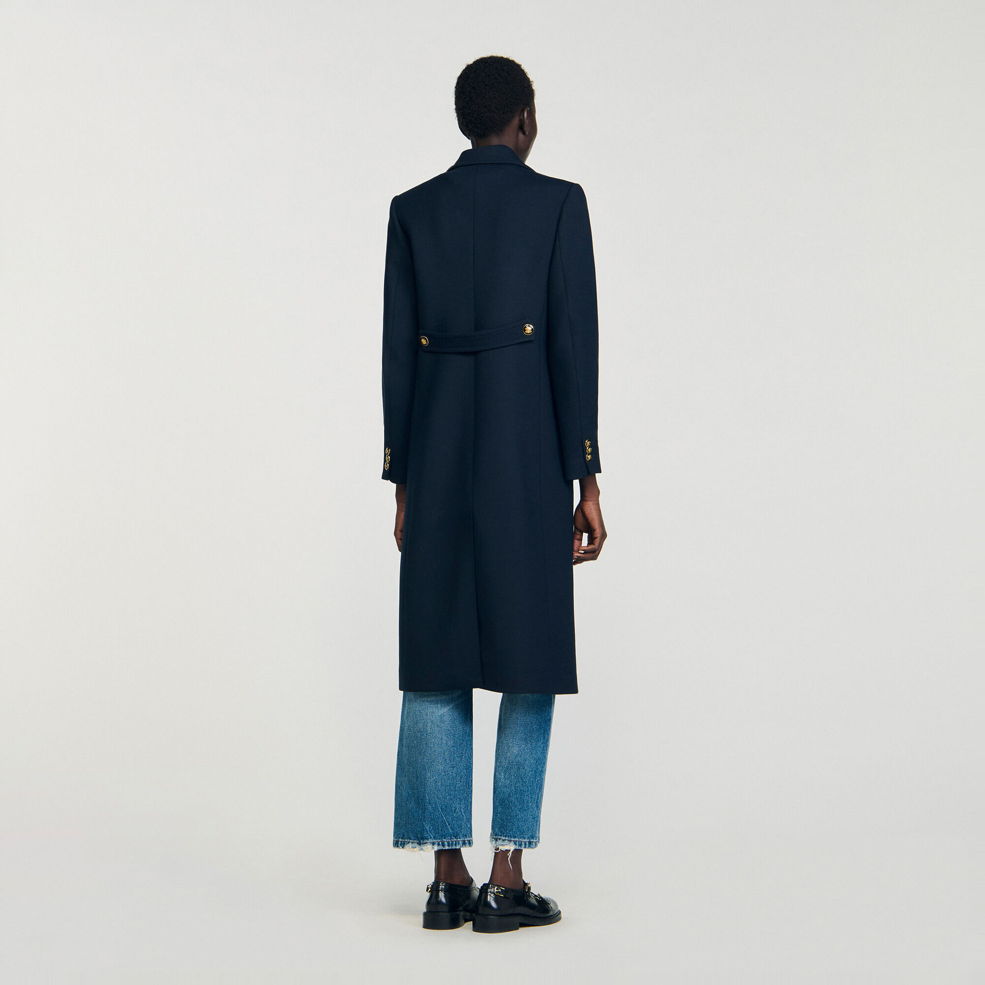 Manteau long crois&eacute; - Femme | Sandro Paris