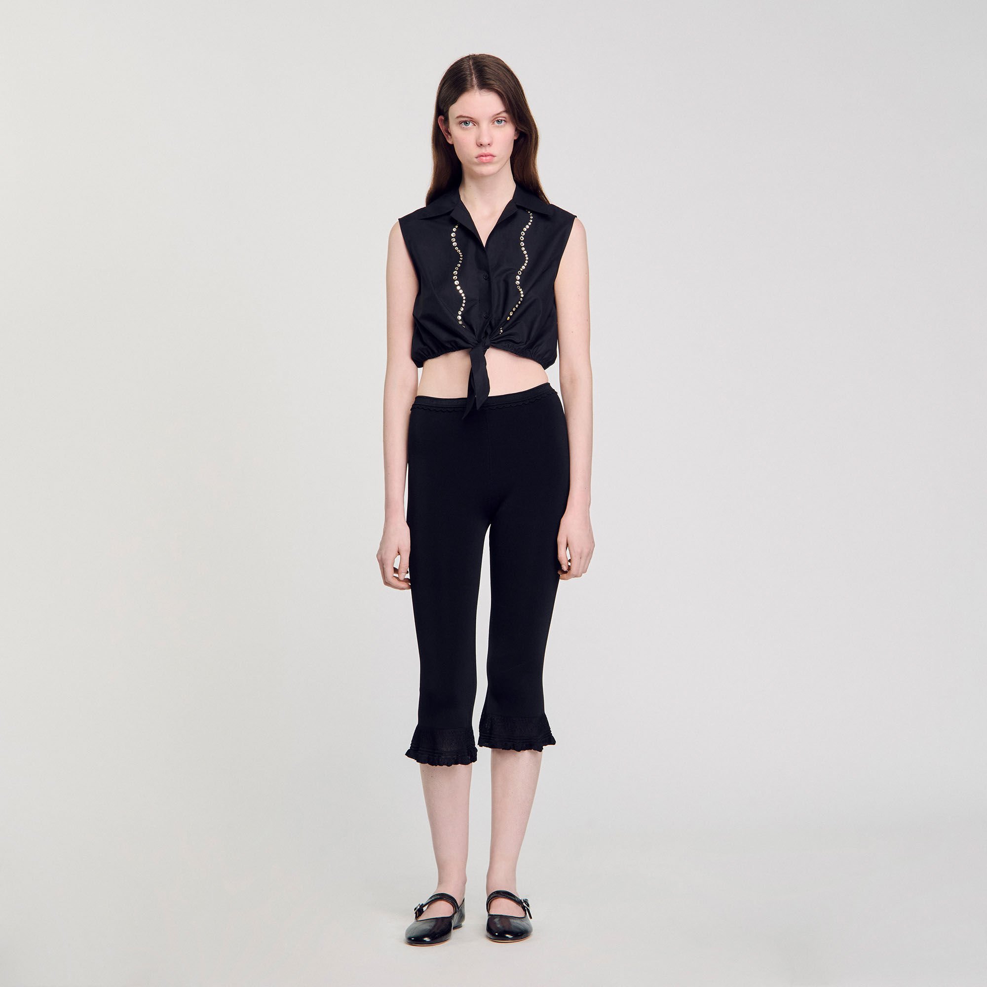 Chemise courte strassée