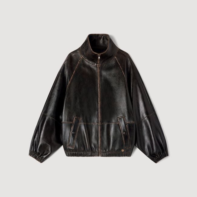 Blouson en cuir vieilli