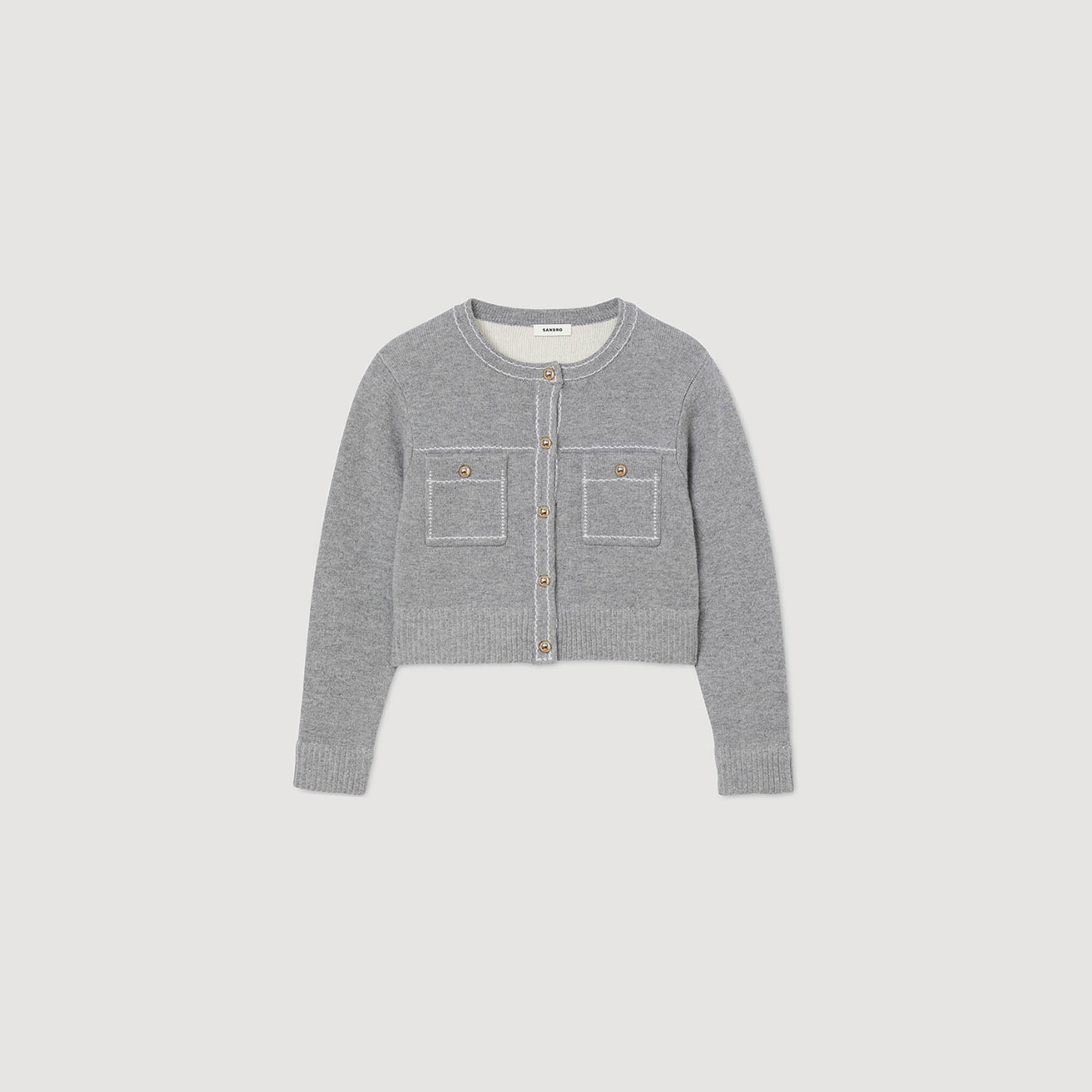 Cardigan à surpiqûres contrastées