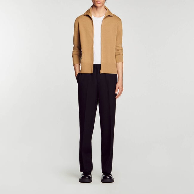 Cardigan zippé en laine