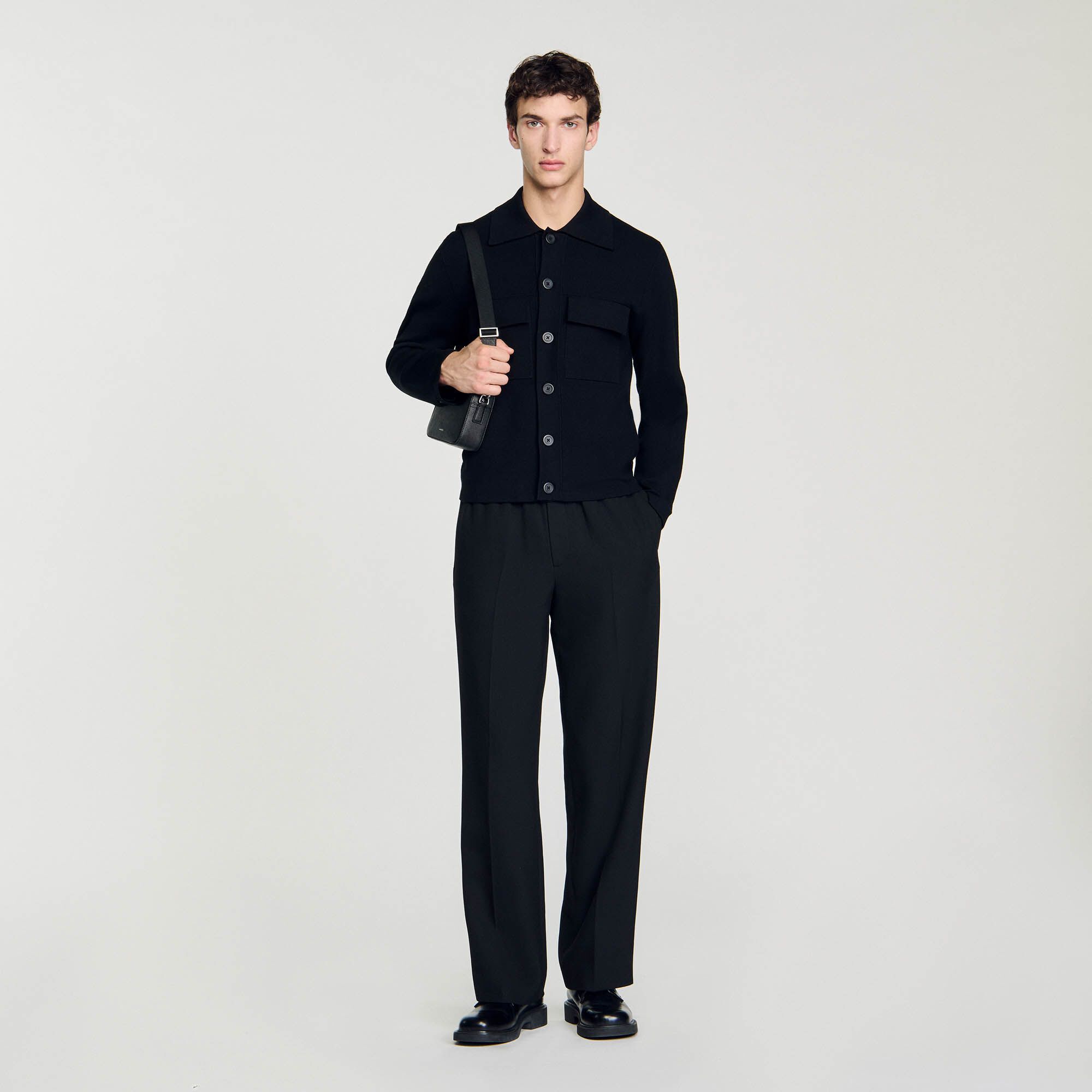 Blouson en maille gris noir pour homme Sandro Paris