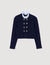 Cardigan à col volanté amovible