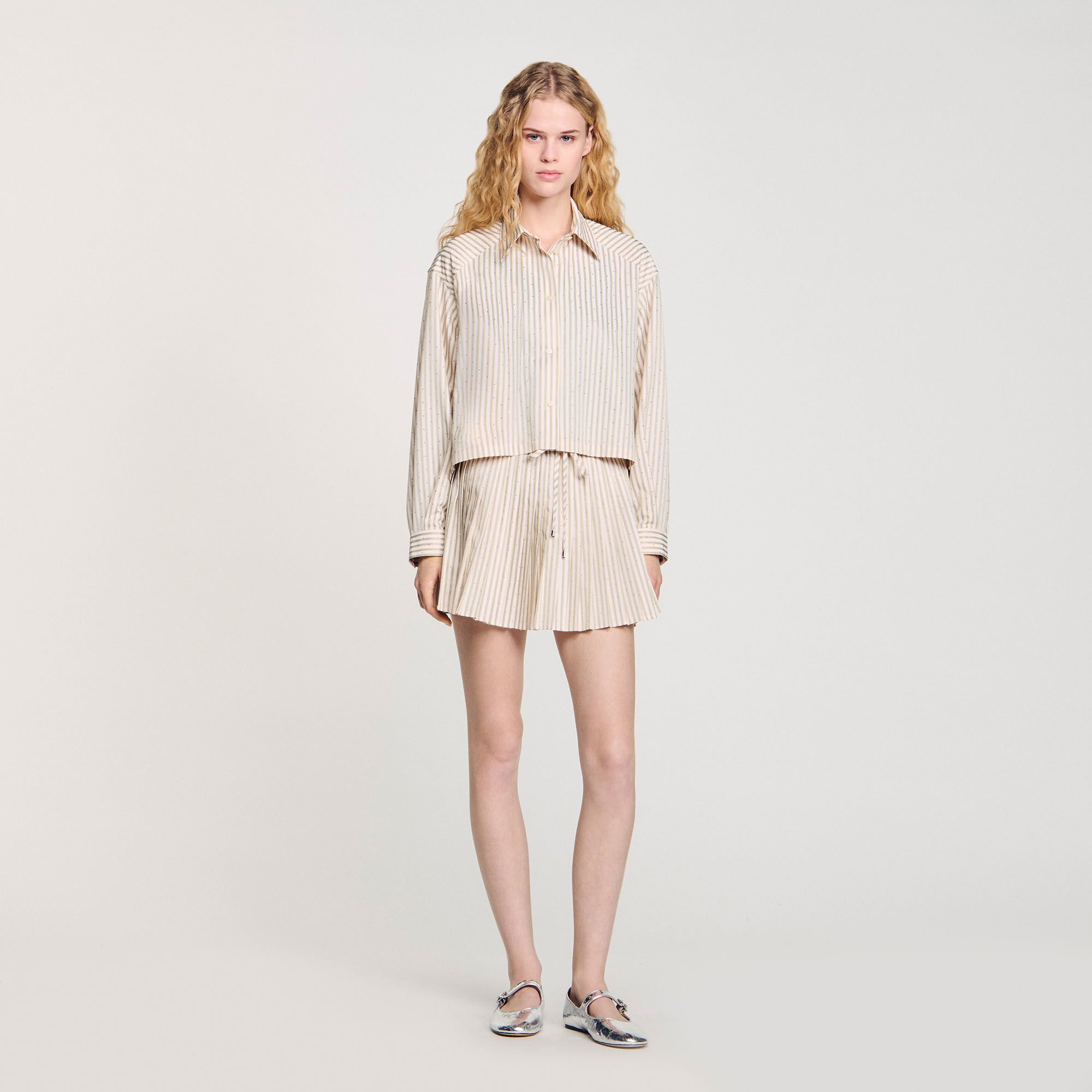 Chemise strassée à rayures