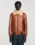 Blouson en cuir à col fourré