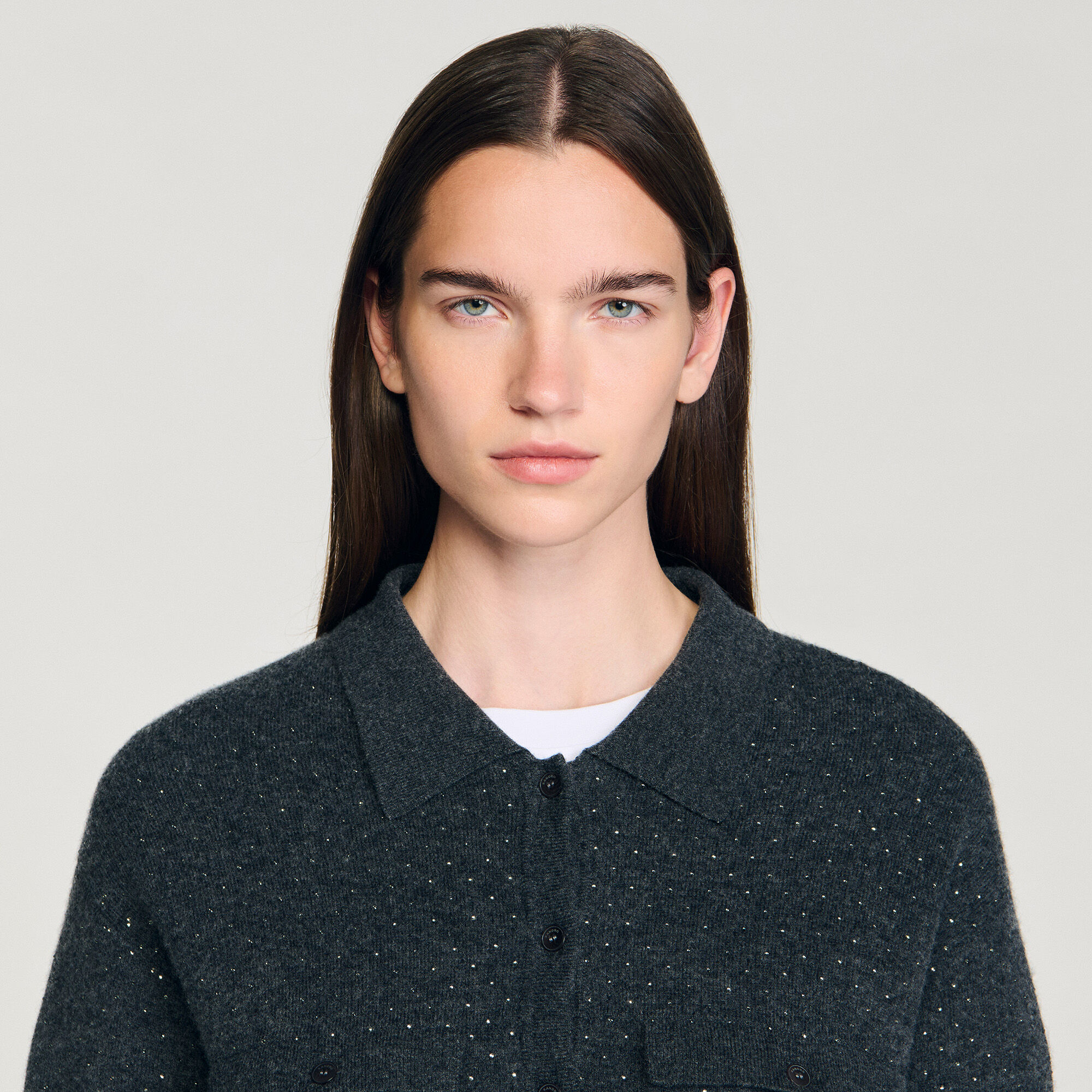 Cardigan long à strass