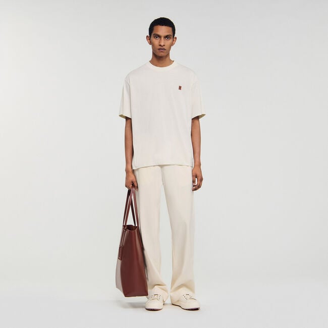 T-shirt à logo en cuir