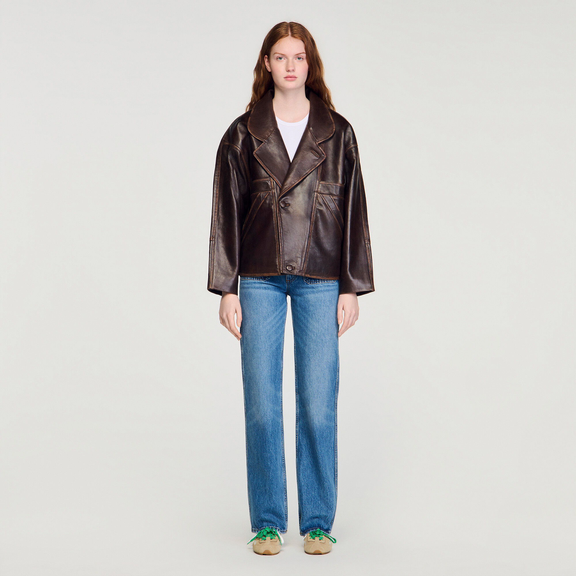 Blouson en cuir oversize