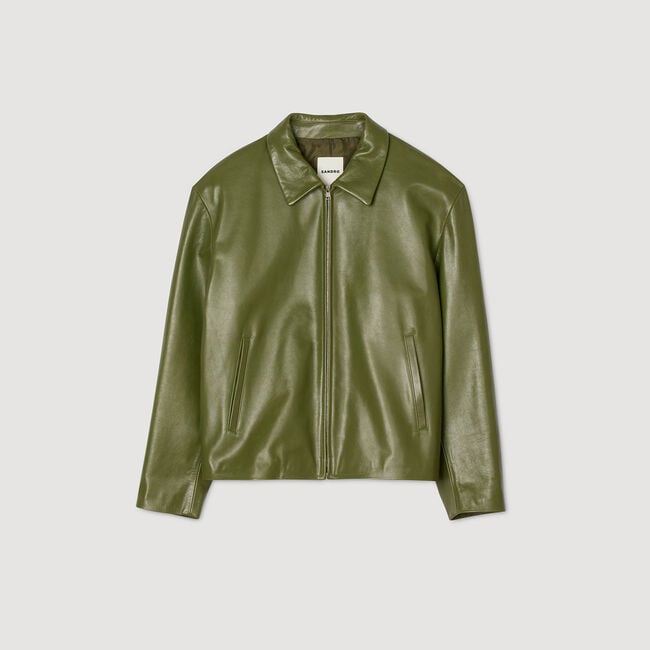 Blouson zippé en cuir
