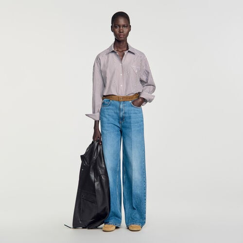 Sandro Chemise oversize à rayures strassée