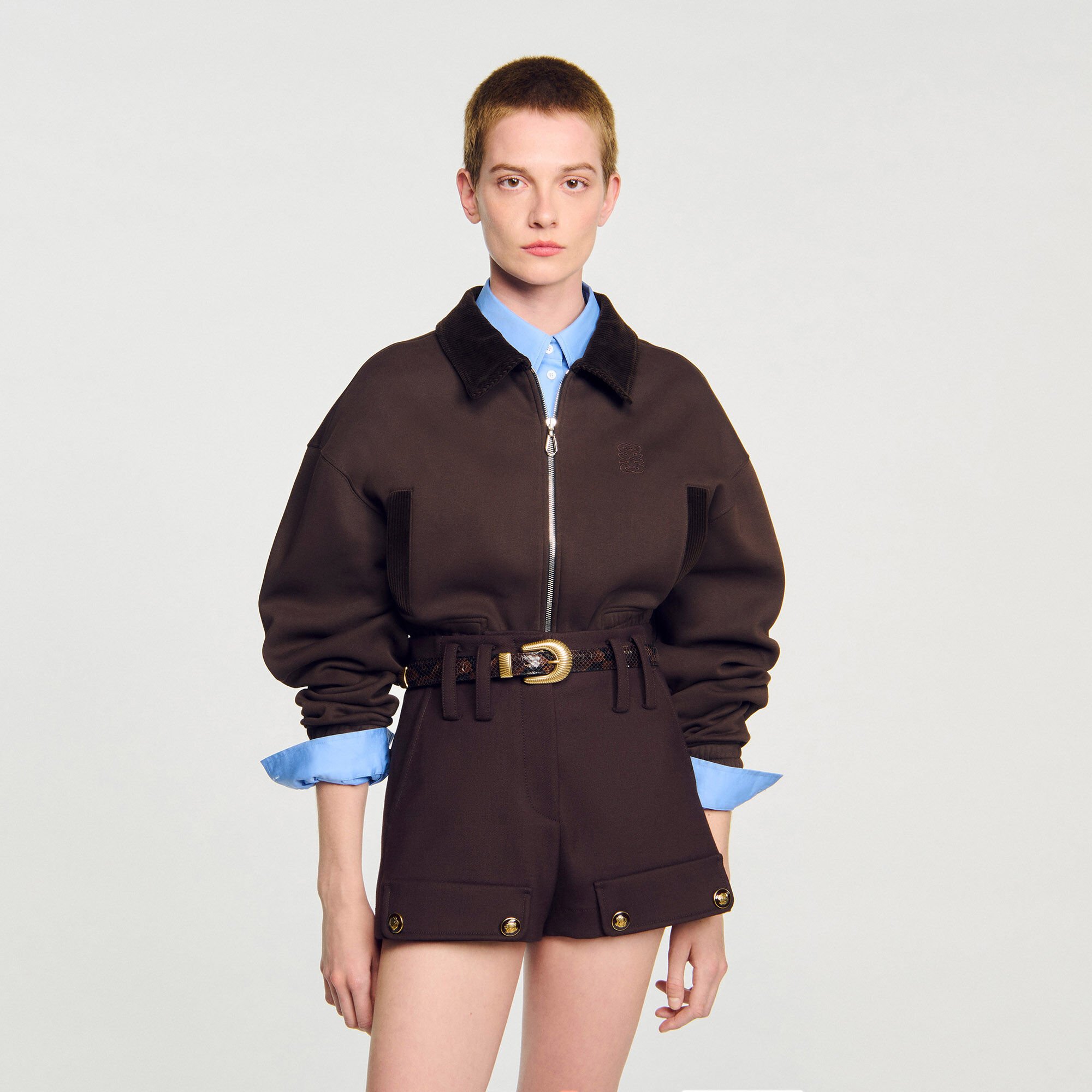 Sweatshirt court bi matière