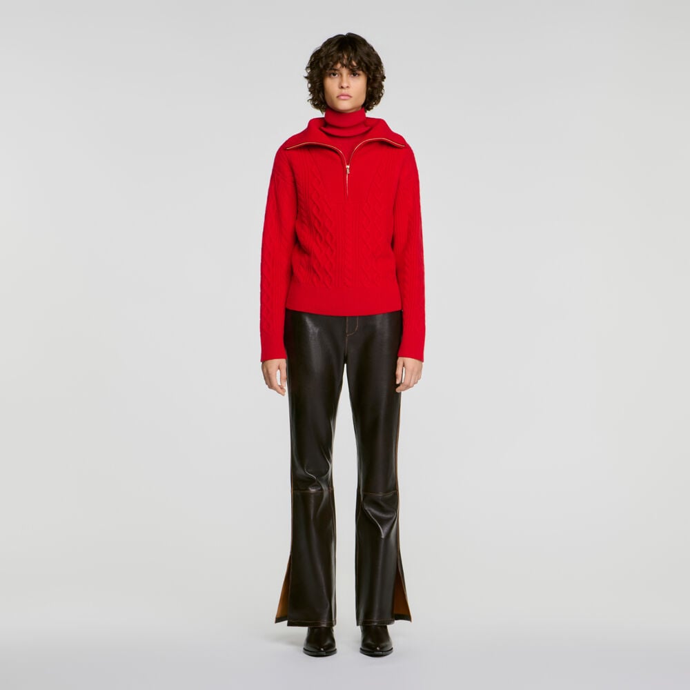 Sandro Pull col camionneur en laine – Rouge – vue 2