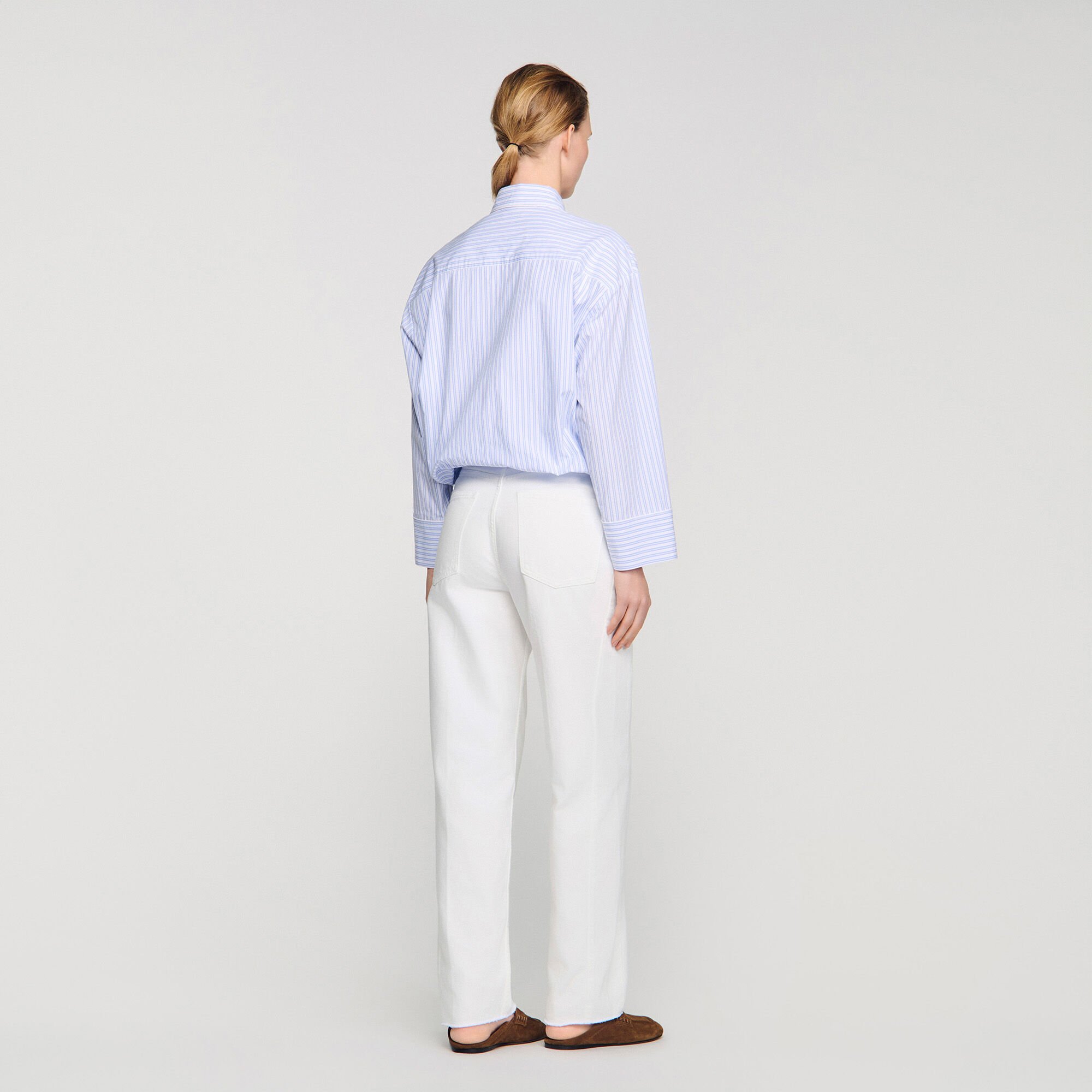 Chemise courte &agrave; rayures 