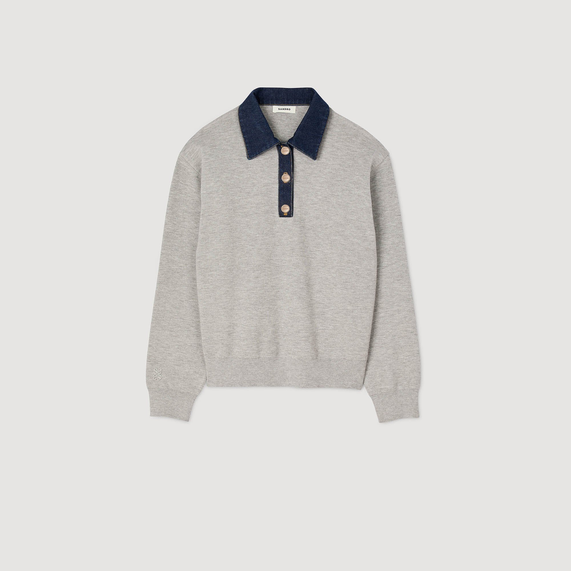 Pull à col polo et manches longues