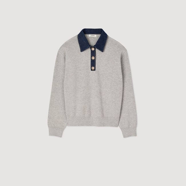 Pull à col polo et manches longues
