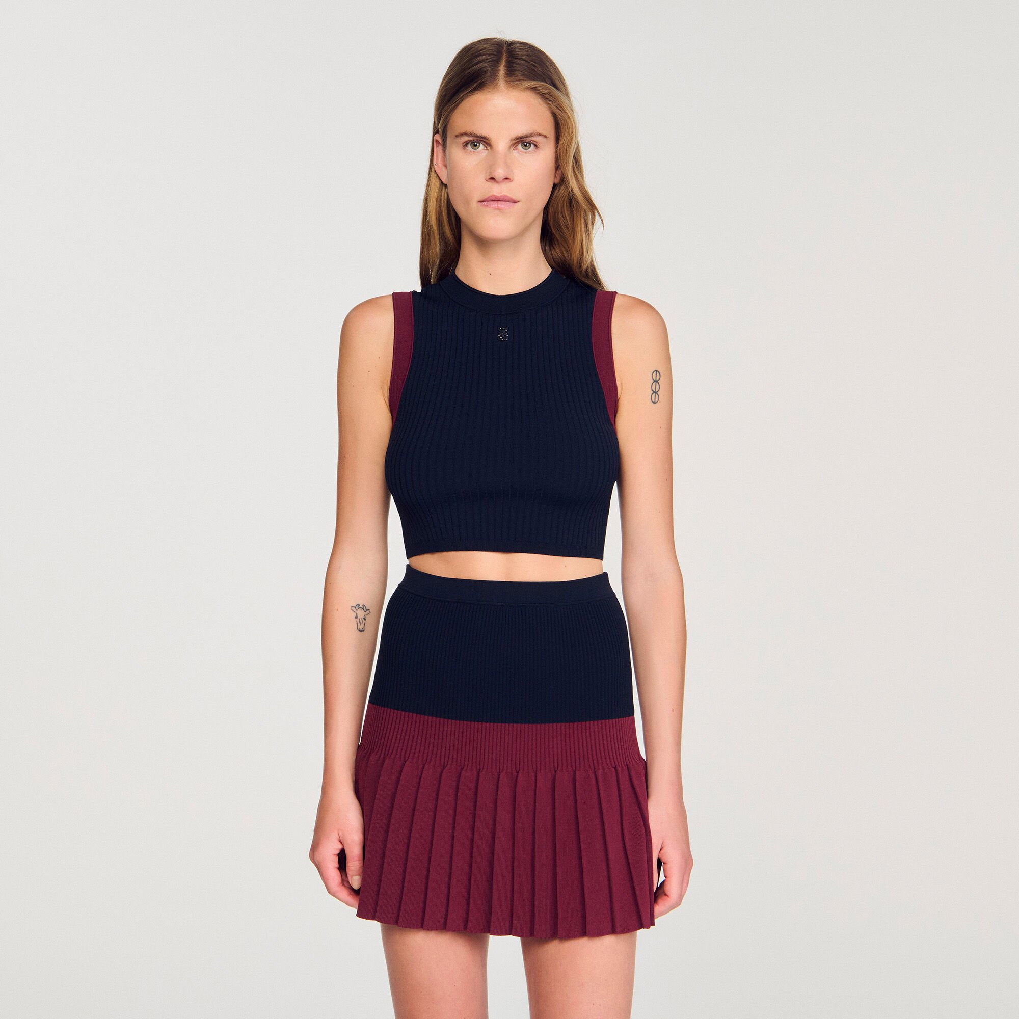 Top en maille bicolore