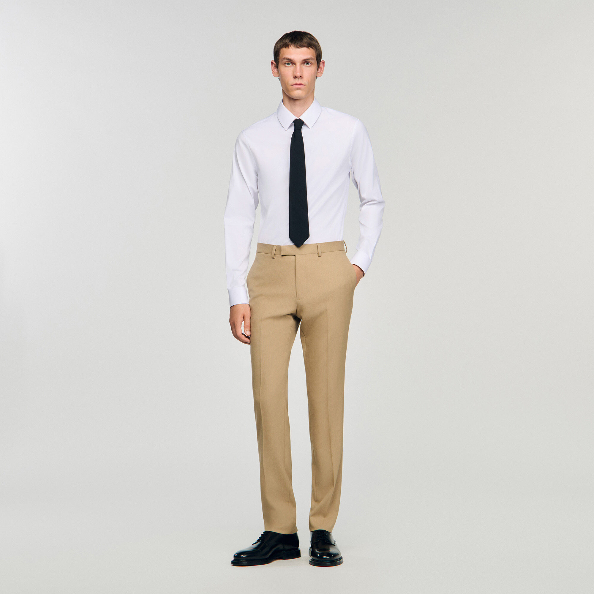 Pantalon de costume en laine beige pour homme Sandro Paris