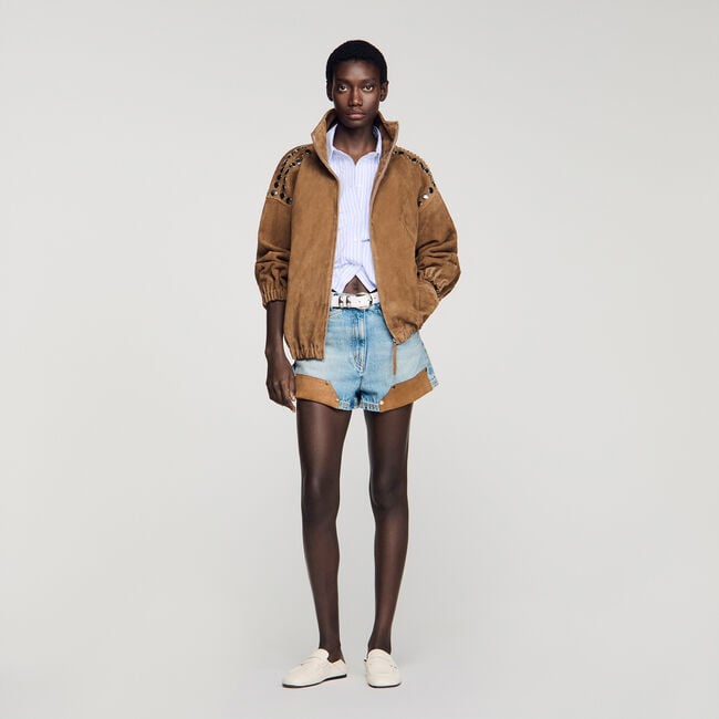 Blouson en su&egrave;de &agrave; studs