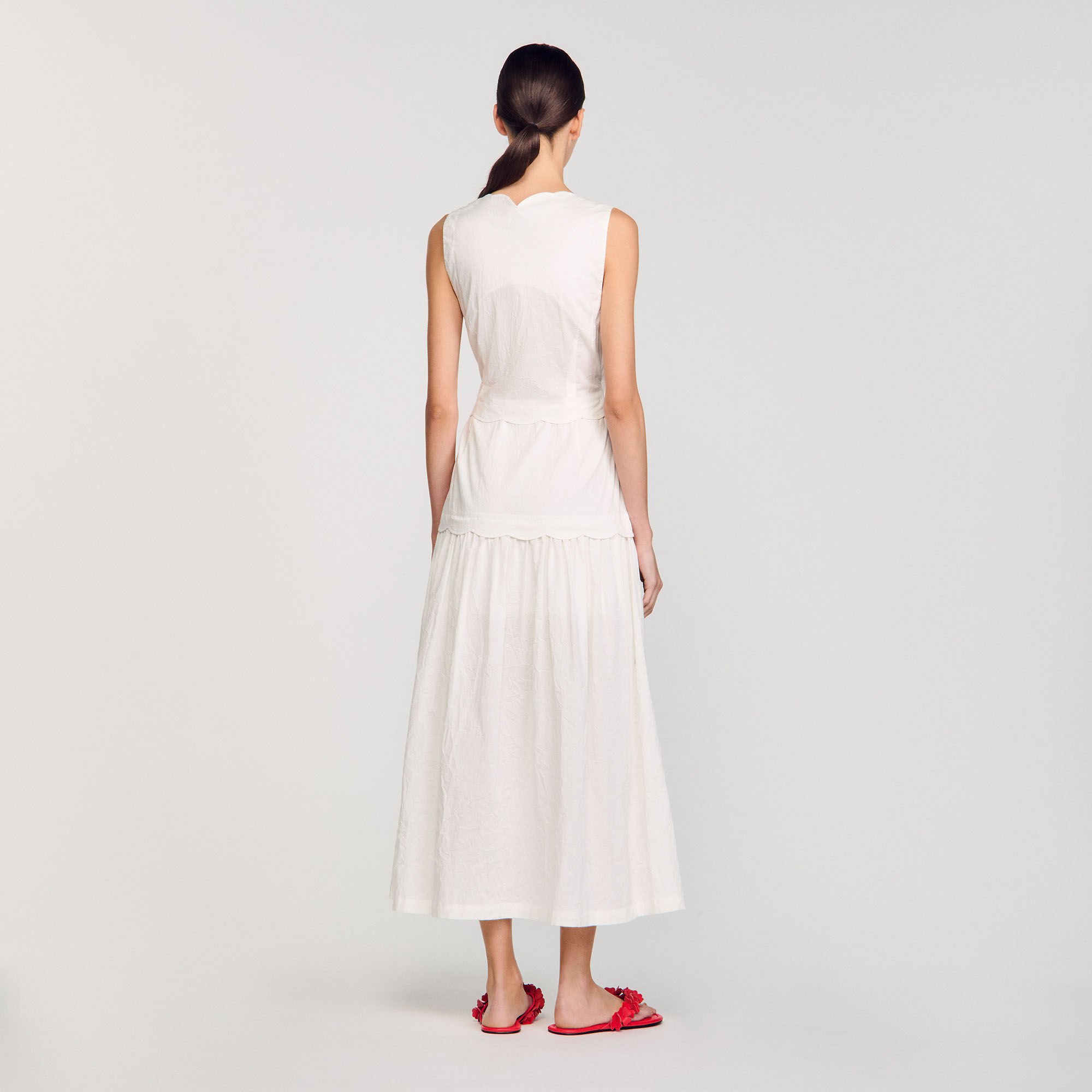 Robe longue froissée à nœud