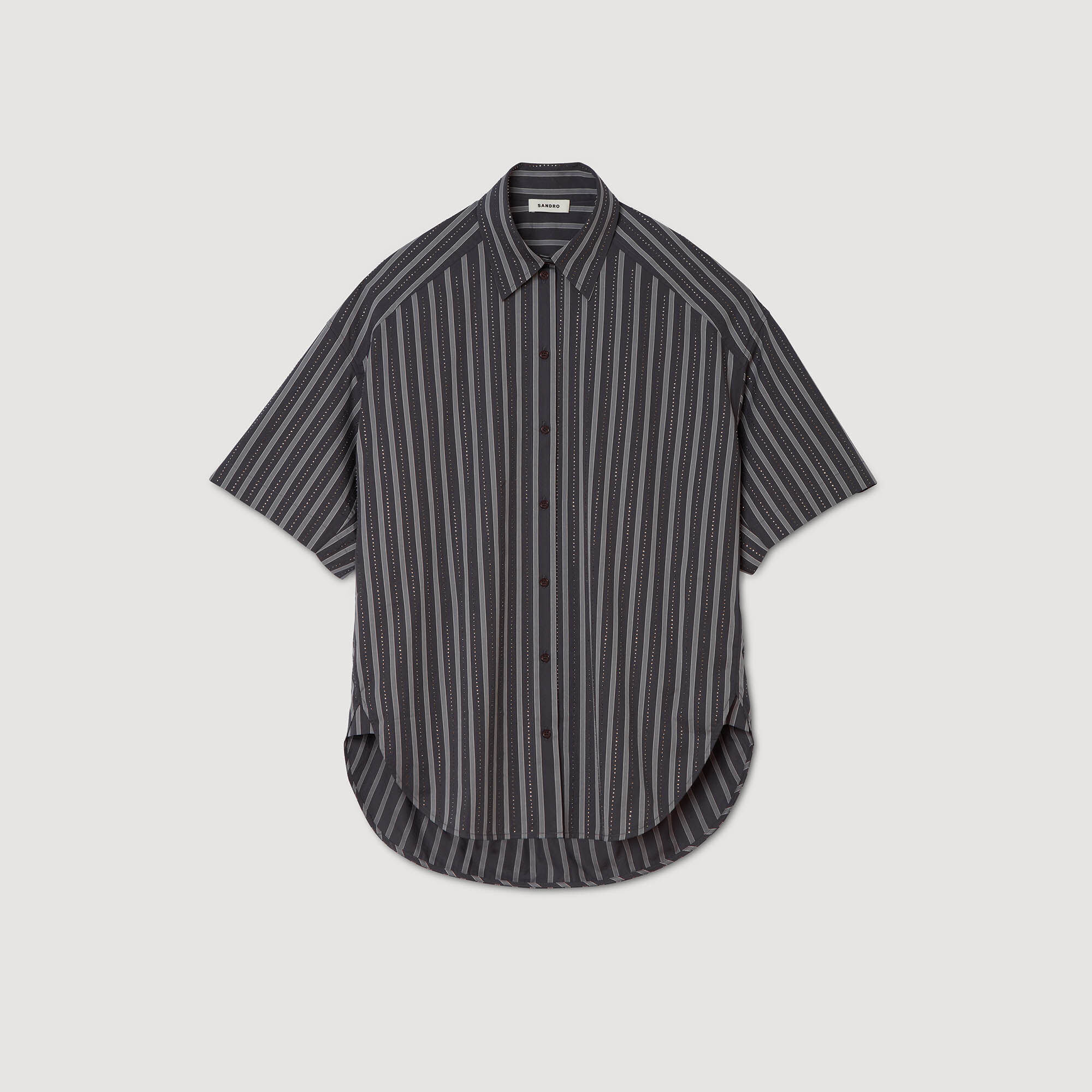 Chemise oversize rayée strassée