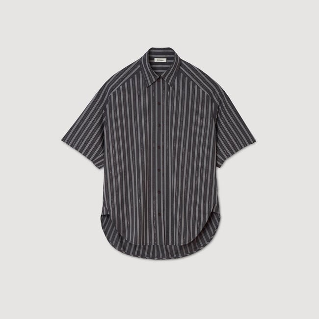Chemise oversize rayée strassée